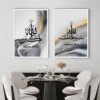 Toile Gris-Or de Calligraphie Coranique sur Marbre - 6