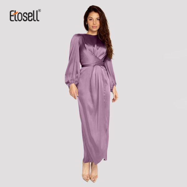 Abaya Satinée à Manches Bouffantes
