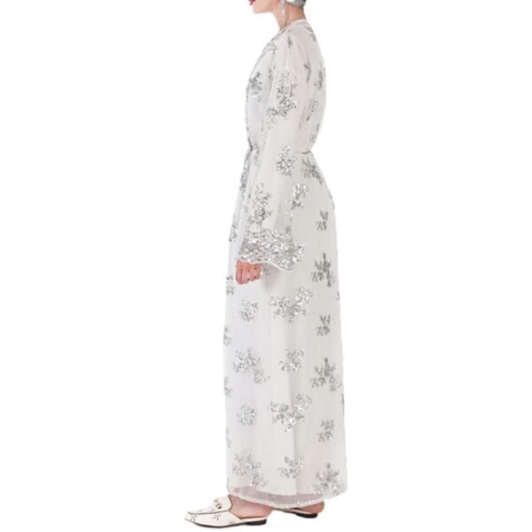 Abaya en Dentelle à Taille Haute - 3