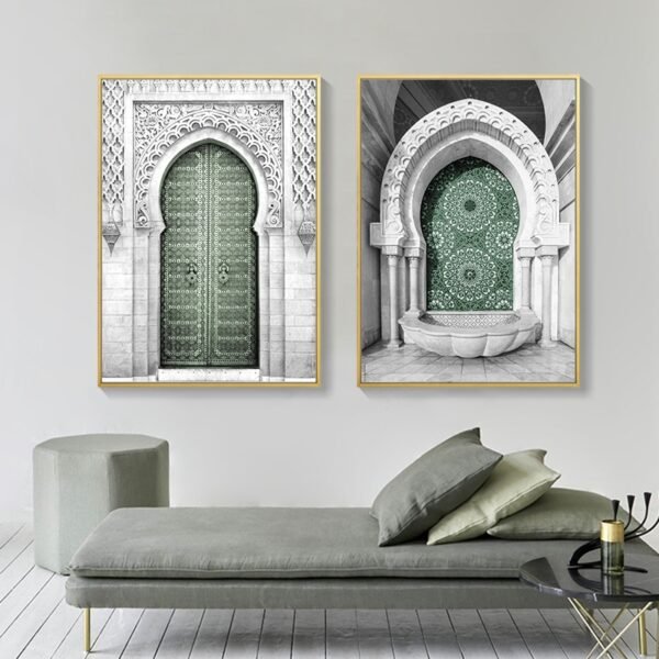 Toile Porte Grise Verte Sabr Shukr Kalimah - 5