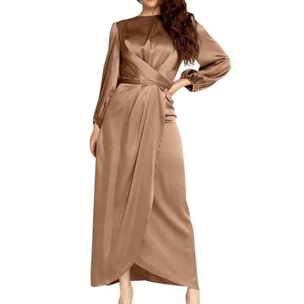 Abaya Satinée à Manches Bouffantes - 4