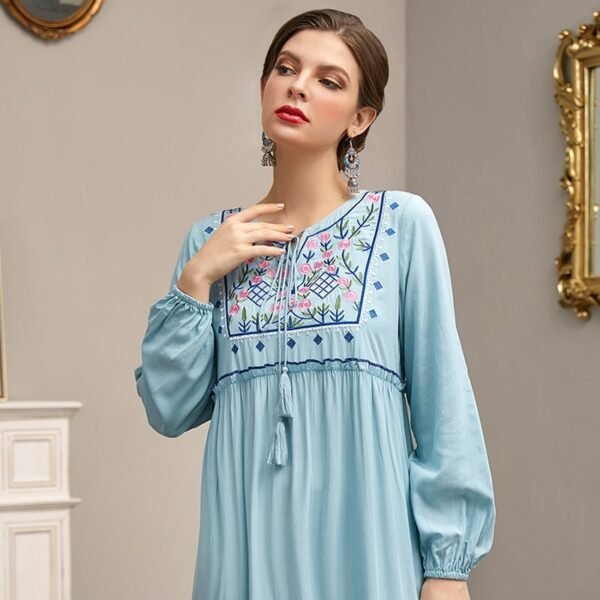 Robe Maxi à Broderie et Glands - 4