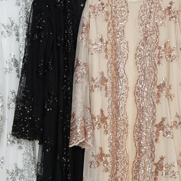 Abaya en Dentelle à Taille Haute - 1