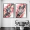 Toile Abstraite Or Rose Encre Liquide Coran - 1