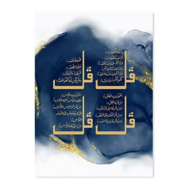 Tableau Quls Allah en Bleu et Doré - 8