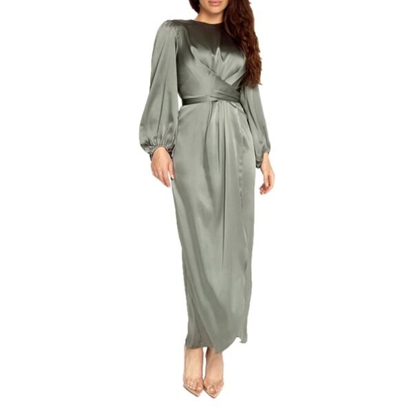 Abaya Satinée à Manches Bouffantes - 8
