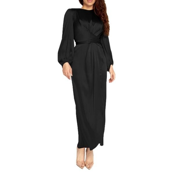 Abaya Satinée à Manches Bouffantes - 3