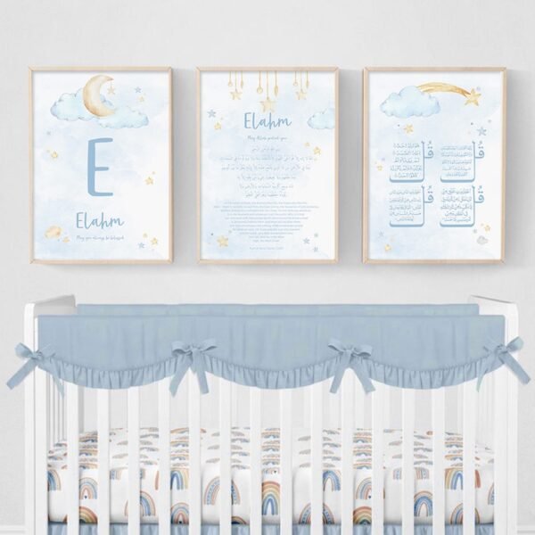 Toile Personnalisée Pépinière Ayat Kursi Lune Étoiles - 8