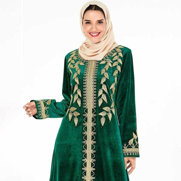 Robe Maxi en Velours à Broderie - 5