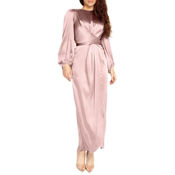 Abaya Satinée à Manches Bouffantes - 2