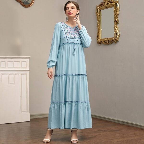Robe Maxi à Broderie et Glands - 3