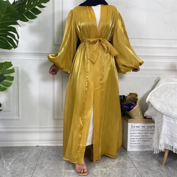 Abaya en Soie à Manches Lanterne - 9