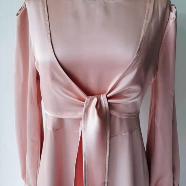 Abaya Satinée avec Ceinture - 1