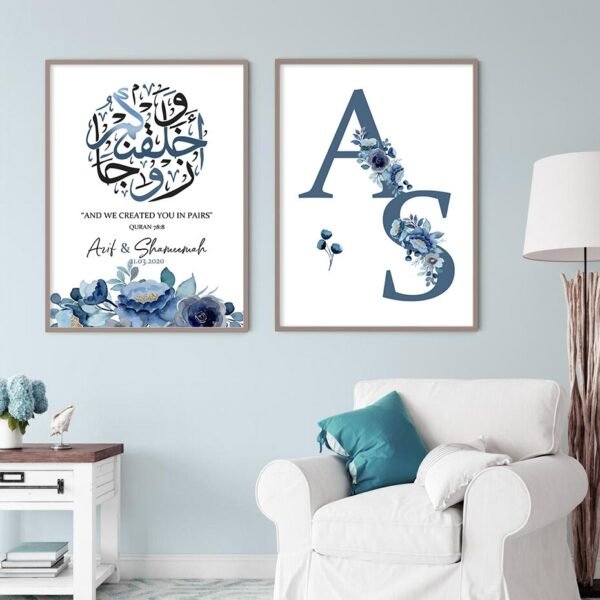 Affiche Florale Personnalisée avec Nom et Date - 2
