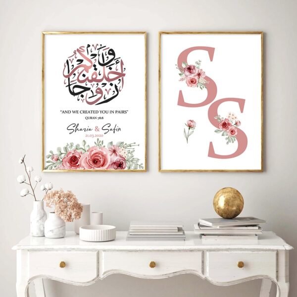 Affiche Florale Personnalisée avec Nom et Date