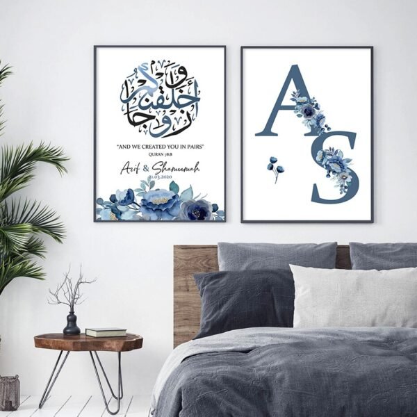Affiche Florale Personnalisée avec Nom et Date - 1