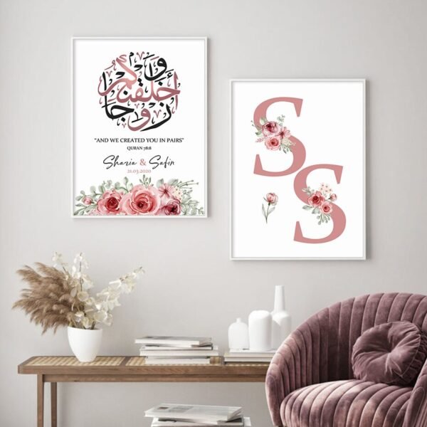 Affiche Florale Personnalisée avec Nom et Date - 7